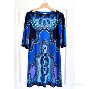 Donna Morgan Paisley Boatneck Sheath